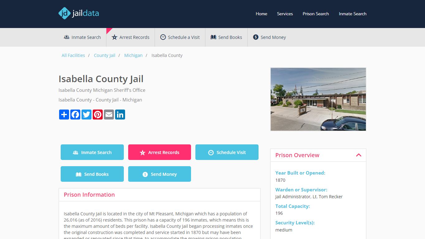 Isabella County Jail Inmate Search and Prisoner Info - Mt Pleasant, MI